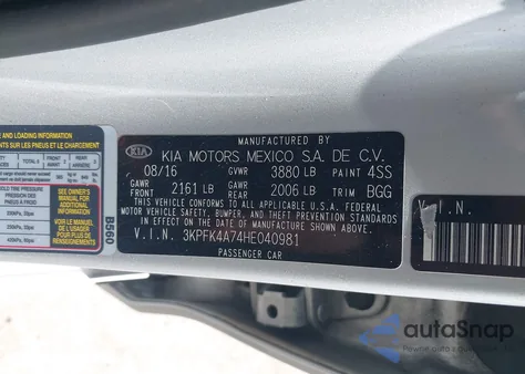 2017 Kia Forte Lx from USA, damaged, VIN 3KPFK4A74HE040981